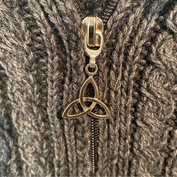 Aran Mor 100% Merino Wool Long Full Front Zippered Sweater Made in Ireland - Picture 3 of 7